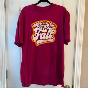 Highway 828 “Just A Girl Who Loves Fall” T-Shirt, 2xl, Maroon